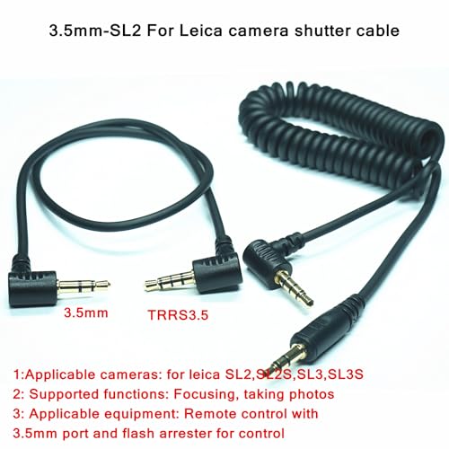 3.5MM-SL2(TRRS3.5) for Leica Camera Shutter Release Cable is Suitable to SL2/SL2S/SL3/SL3S Focusing and Photography Cables Focusing and Photo-Taking Function (3.5mm-SL2 2pcs) 3.5mm-SL2 2pcs