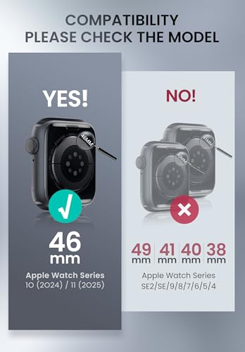 2X Bumper Band Cases with Tempered Glass Protector for Apple Watch Series 11/10 46mm