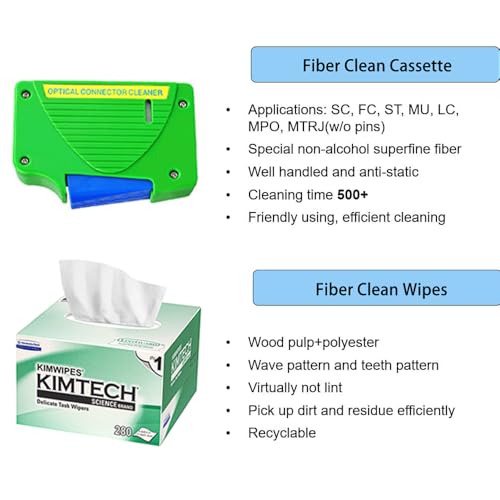 Elfcam - Fibre Cleaning Tool Kit for FTTx Welder, Includes Fibre Optic Pens,Measuring Ruler,Cleaning Wipes for Fibre Connectors FC/SC/ST/LC/E2000/MU,Supplied with Nylon Bags Cleaning kit/11 Pieces