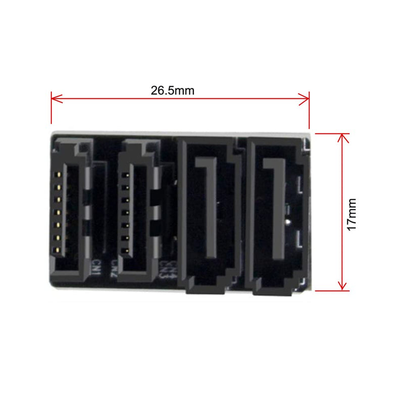 NFHK Dual SATA 7Pin Female to 7Pin Male 360 Degree Angled Adapter Low Profile for Desktops SSD HDD Mainboard Motherboard Dual SATA 360 Angled