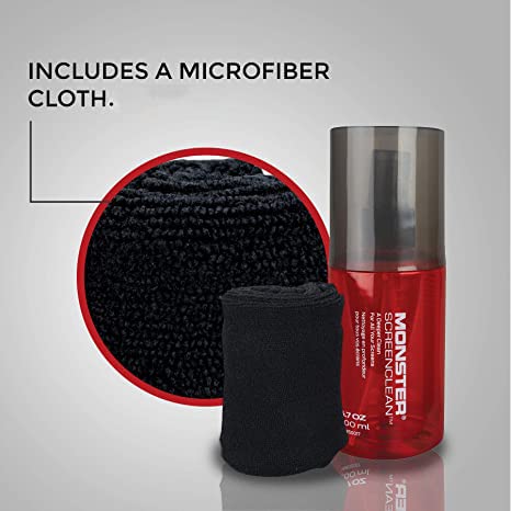 [AUSTRALIA] - Monster 6.7 oz. Spray Screen Cleaner Kit with Microfiber Cloth for Electronic Devices – Ideal for LED, LCD, OLED, Smart TV, Computer Monitors, Laptops, iPad, and iPhone Screens 6.7 oz. 