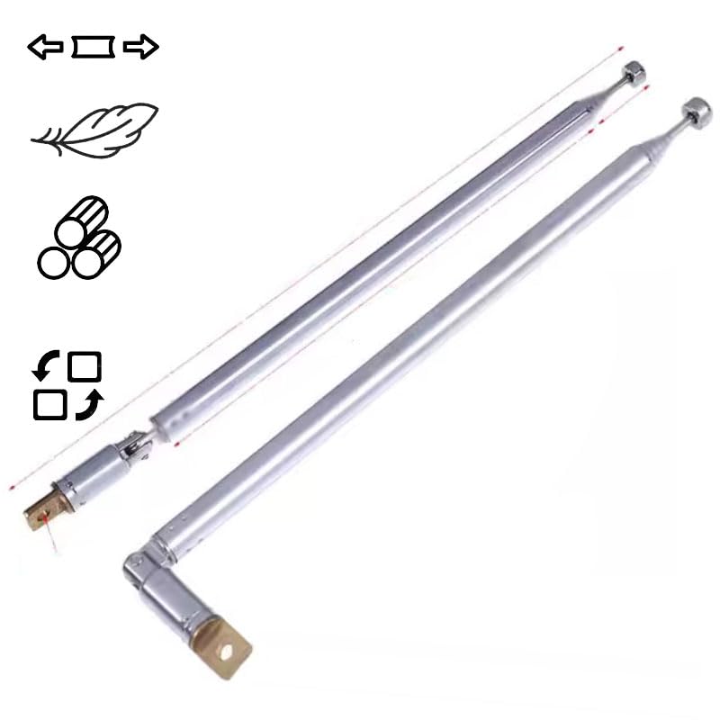 AM FM Radio Universal Antenna,64cm 25" Length 4-Sections Stainless Steel Radio Antenna for AM FM Radio Receiver TV and More 4pcs Silver. 4T-64-4PCS