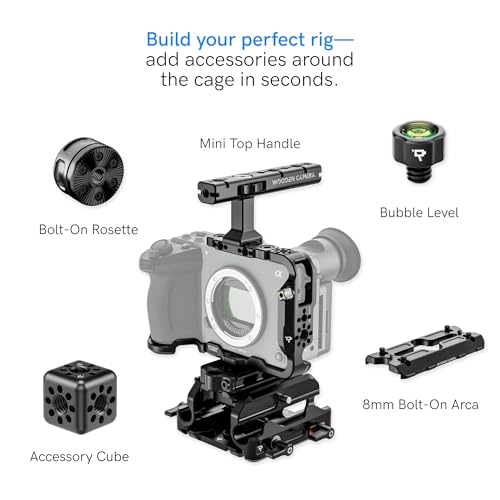 Wooden Camera Full Cage for Sony FX2 – Professional Grade Modular Lightweight Camera Cage Rig with Top Plate, Cage Grip & L-Bracket for Accessories - Multiple Mounting Points