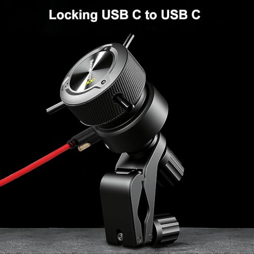 Alvin's Cables Ultra-Flexible Locking USB-C to USB-C Data-Transfer Cable for Blackmagic Pyxis Monitor, URSA Cine EVF, USB-C 3.2 10Gbps High-Speed Cable for Blackmagic Micro Studio 4K G2, 3.3ft Red Straight to Right Angle