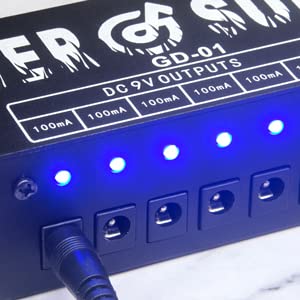 Godtoen GD-01 Guitar Power Supply 10 Isolated DC Output for 9V/12V/18V Effect Pedal US GD-01