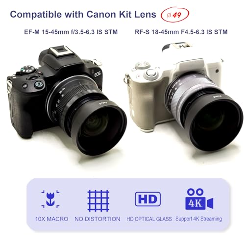 FotoZ 49mm Macro Lens, 10X Close-Up for Sharp Detail Shot of Tiny Objects