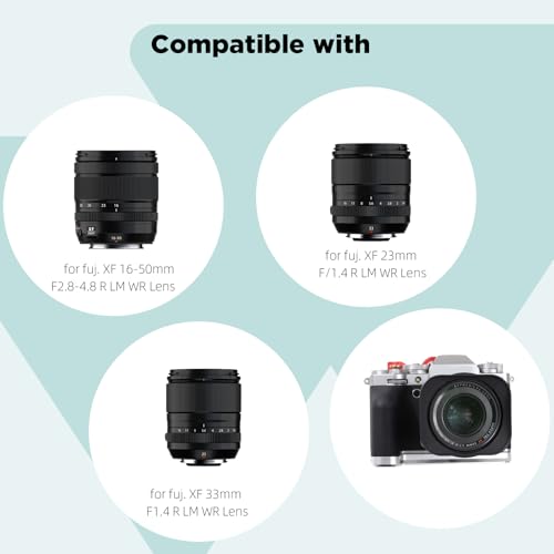 Haoge Metal Square Bayonet Lens Hood for Fuji New XF 23mm f/1.4 R LM WR,XF33mm F1.4 R WR Lens Replaces Fujifilm LH-XF23-II, on X-T4 X-T5 X-Pro3 X-S20 XE4 Camera