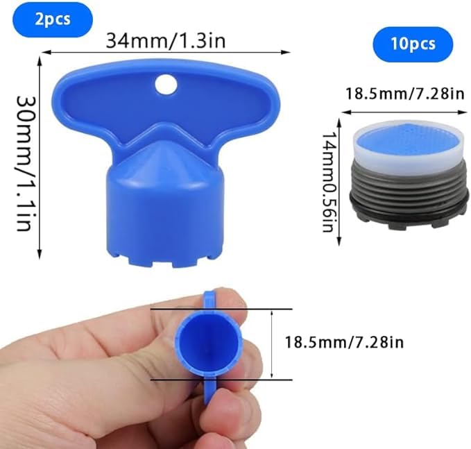 18.5 mm Pack of 10 Tap Aerator Tap Strainer Aerator Spray Attachment Kitchen Sink Aerator Aerator Aerator Insert Suitable for Most Taps Blue 18.5