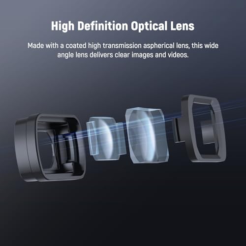 NEEWER Black Diffusion 1/4 Filter for Mist Cinematic Effect with 108° FOV Wide Angle Lens & Screen Protector Compatible with DJI Osmo Pocket 3 / Pocket 4 / Xtra Muse, FL-B33 1/4 Black diffusion&0.75X Wide Angle Lens