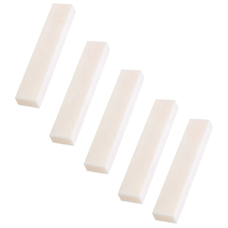 Bone Guitar Nuts Blank, DIY Blank Buffalo Bone Nut String Pillow for Classical Electric Acoustic Guitar Buffalo Bone Nut or Saddle Blank Replacement Part, 2 x 0.2 x 0.4in (5 Pcs) 5 Pcs