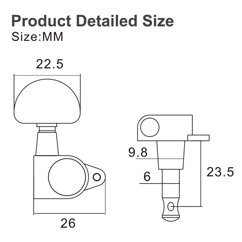 SAPHUE 3L3R Guitar tuner pegs,Straight Sealed-gear Guitar Sealed Fan-shaped Tuning Pegs Tuner Machine Heads for Acoustic Electric Guitar Guitar Parts (Chrome) Chrome