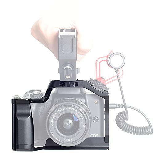 Hersmay EOS M50 Mark II Camera Cage for Canon EOS M50II M50 M5 Mirrorless Vlogging Camera Kit with Cold Shoe,Handle Locating Holes,Multiple 1/4" 3/8" Screw Holes