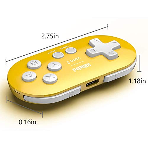 8Bitdo Zero 2 Mini Bluetooth Gamepad for Switch Windows Android MacOS Steam Raspberry Pi (Yellow) Yellow