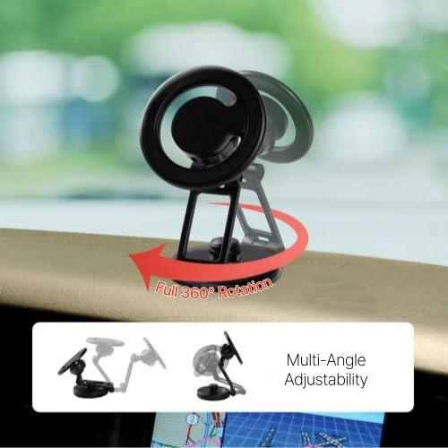 OLG MagSafe Compatible Magnetic Car Phone Holder – Premium Metal, 4000G Strong, 360° Rotation, 180° Angle & Head Adjust, No-Residue Tape