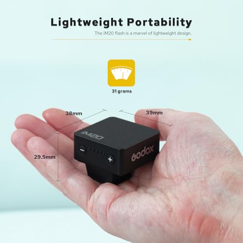 Godox iM20 Mini Flash, USB C Charging Built-in Battery with 5 Levels ower
