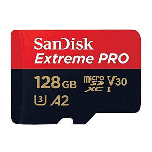 SanDisk Extreme Pro 128GB V30 A2 MicroSDXC Memory Card for DJI Works with Mavic Air 2 Drone 4K UHD U3 Bundle with (1) Everything But Stromboli MicroSD Card Reader Class 10 128GB