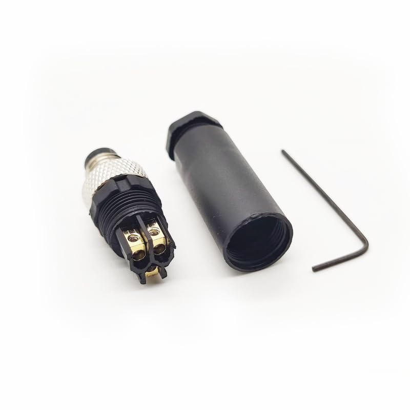 Pack of 5 M8 3-pin plug round connectors, on-site mounted with 8 mm wired sensor, industrial round plug IP67 unshielded code straight plug 60 V 4 A M8 Männlicher