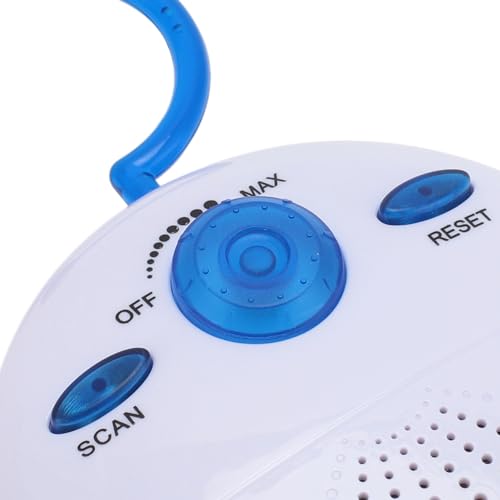 Waterproof Shower Radio, Waterproof Portable FM Radio Speaker with Top Handle, 360 HD Surround Sound Mini Speaker for Bathroom Outdoor Use, Up to 12 Hours of Play
