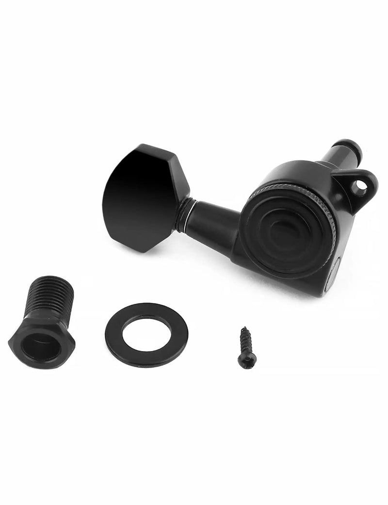 Rubatone Locking Guitar String Tuning Pegs Sealed Machine Heads Tuners Tuning Keys 6 In Line for Right Handed Electric Guitar or Acoustic Guitar Black.