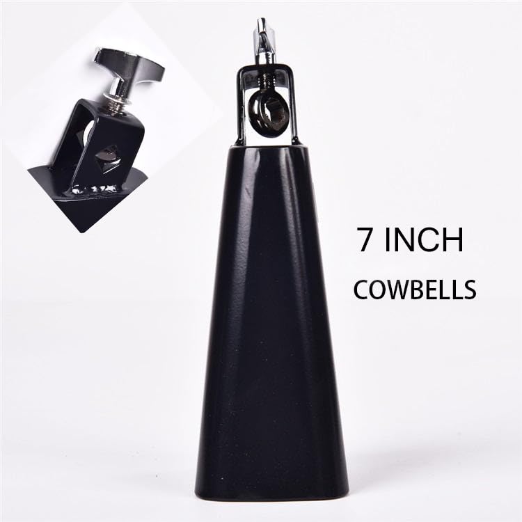 7 Inch Cowbell And Cowbell Clamp, Cowbell Holder Percussion Accessory, Adjustable Drum Cowbell Mount for Bass Drum Hoop Up or Down Drum Stick