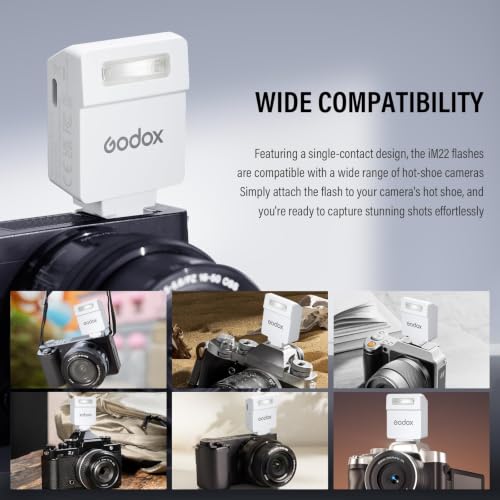 Godox iM22 Camera Flash Mini Flash 470mAh 440 Full-Power Flash White