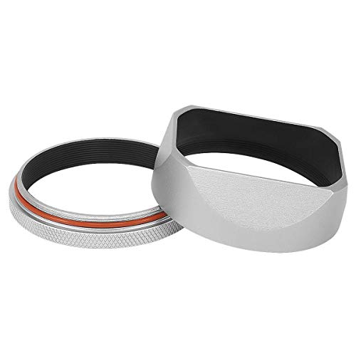 Haoge LH-X54W and THB-X2S Square Metal Lens Hood and Metal Hot Shoe Thumb Grip for Fujifilm Fuji X100V Camera Accessories Silver