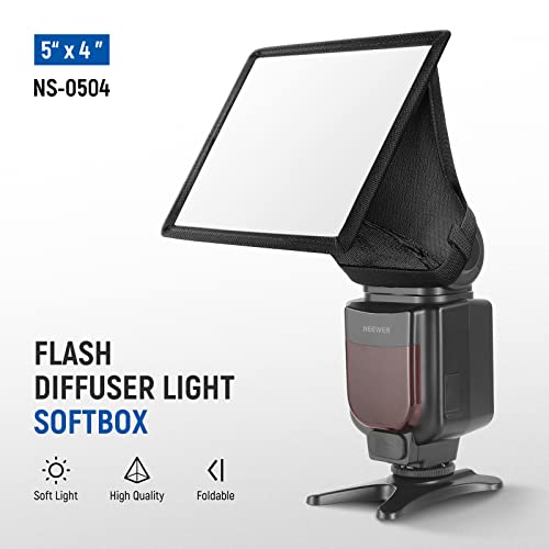 NEEWER Flash Diffuser Light Softbox 5" x 4", Universal, Collapsible with Storage Pouch Compatible with Canon Nikon Sony Godox Yongnuo NEEWER speedlight 5x4 inches
