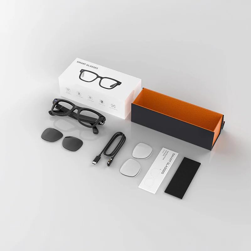 AI Smart Glasses with Camera, 8MP HD Bluetooth Camera Glasses for Women Men | 1080P Video Recording Sunglasses, Real Time Translation, Voice Assistant, Open Earbuds, Travel, Work, Vlog, (3 Lenses)