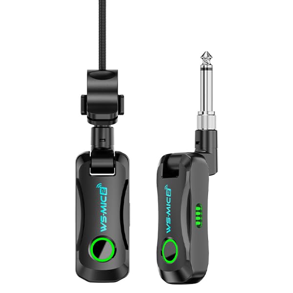 Wireless Saxophone Microphone System, High-Resolution 24- bit/44.1kHz Audio 2.4GHz Clip on Instrument Microphone Suitable for Brass (Trumpet, Trombone, Tuba, Cornet ), Low Latency Wireless Mic