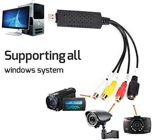 VHS to Digital Converter,RCA to USB Audio Video Converter,USB 2.0 Video Capture Card,Convert VHS to Digital from VHS VCR Mini DV Hi8 DVD for MAC/PC BR116