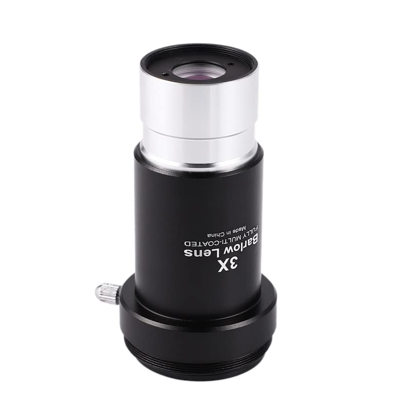 Barlow Lens 3X, 1.25 Inch Fully Multi-Coated Metal Barlow Lens with M42 Thread Camera Connect Interface for Telescope Eyepiece