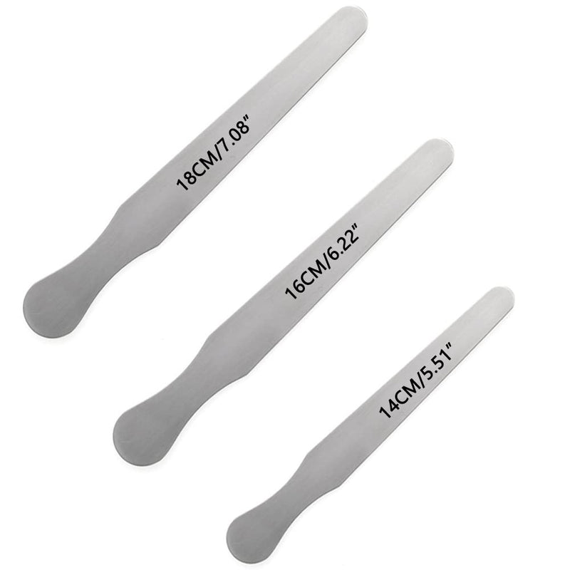 3 Pieces Stainless Steel Tongue Spatulas for Crafts, Beauty Salon, Dental Examination (14cm+16cm+18cm)
