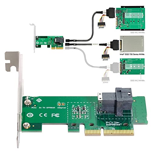 NFHK PCI-E 3.0 4.0 to SFF-8643 Card Adapter and U.2 U2 SFF-8639 NVME PCIe SSD Cable for Mainboard SSD SFF-8643 Card Adapter & SSD Cable