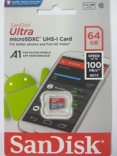 SanDisk Memory Card 64GB Ultra MicroSD Works with LG Stylo 3, LG Zone 4, LG Stylo 5, LG Stylo 4, LG Stylo 2 Cell Phone (SDSQUAR-064G-GN6MN) Bundle with (1) Everything But Stromboli Micro Card Reader 64GB Class 10