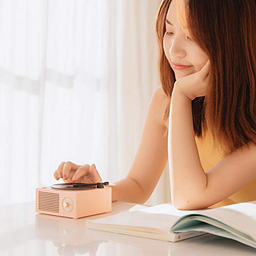 [AUSTRALIA] - Old Fashioned Classic Style Bluetooth Speaker Pink Vinly Record Player Style Cute Look Creative Gift for Girls Bass Enhancement Loud Volume Speaker by KintiSun 