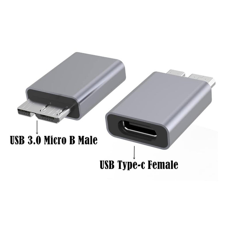Kework 2 Pack Micro B USB to USB Type C Adapter, USB 3.1 Type C Female to USB 3.0 Micro B Male Adapter Converter Connector Gray