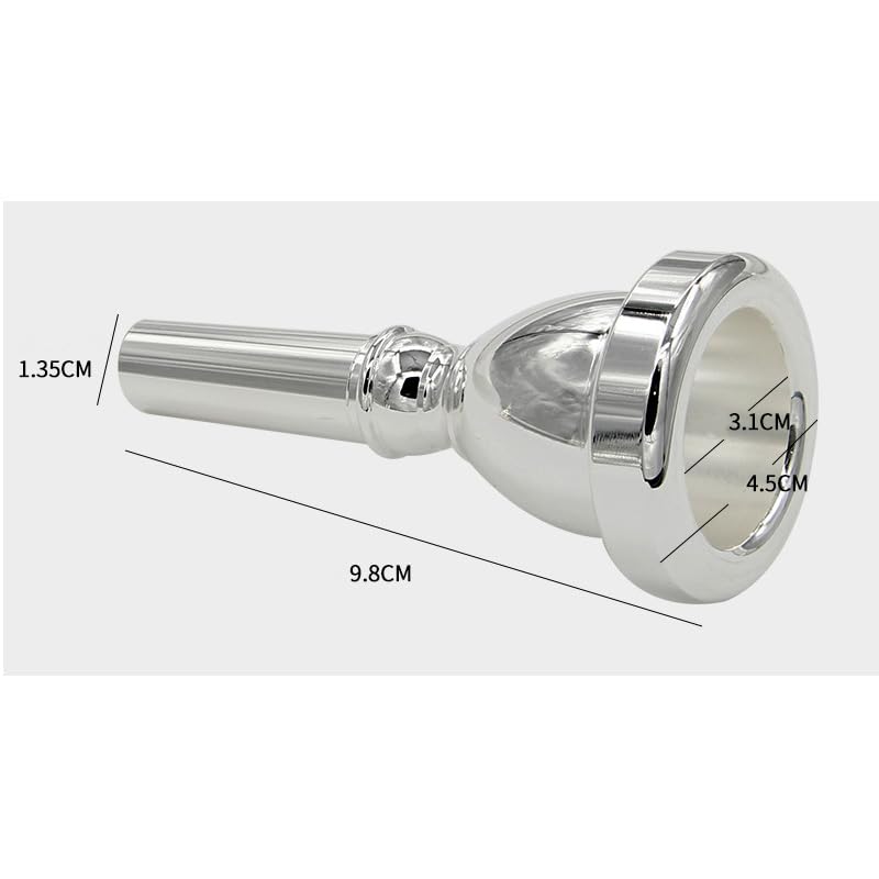 Professonal Tuba Mouthpiece, Silver Plated Tuba Player Mouthpiece Replacement Musical Brass Instruments Accessories