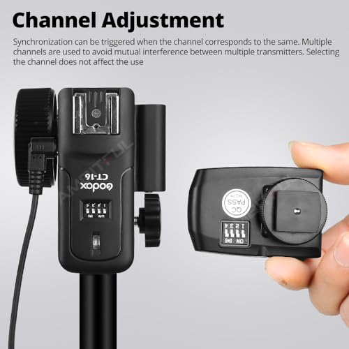 Godox CT-16 Wireless Radio Flash Trigger (1x Transmitter + 2X Receiver) Kit,Compatible for Canon Sony Pentax DSLR Camera