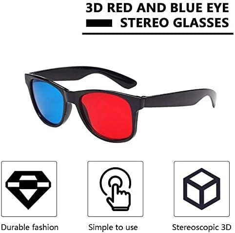 Red and Blue 3D Glasses Universal TV Movie Dimensional Video Frame 3D Glasses DVD Game Glass 3D Style Glasses for 3D Movies Games, 3D Viewing Glasses,Light Simple Design 3D Glasses Accessories