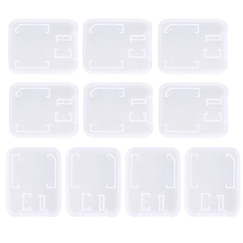 AKOAK 10pc Collection Clear Plastic Memory Card Case Holder for SD SDHC and Micro SD Memory Card