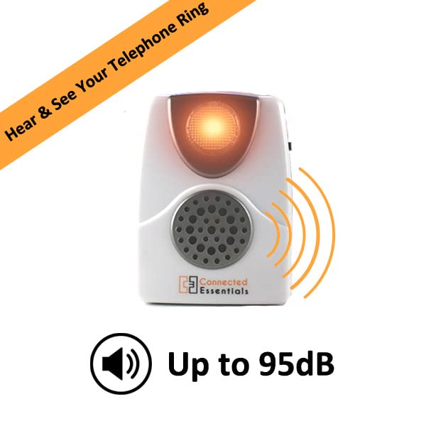 Telephone Ringer Amplifier by Connected Essentials - Loud Ringer with Bright Flashing Light