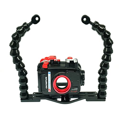 Nitescuba Dual Flexible Underwater Camera Tray - Handheld Stabilizer Rig Stand for GoPro, Sony RX100 & PT-059 Compact Camera Housing, Photography Stabilization Mount