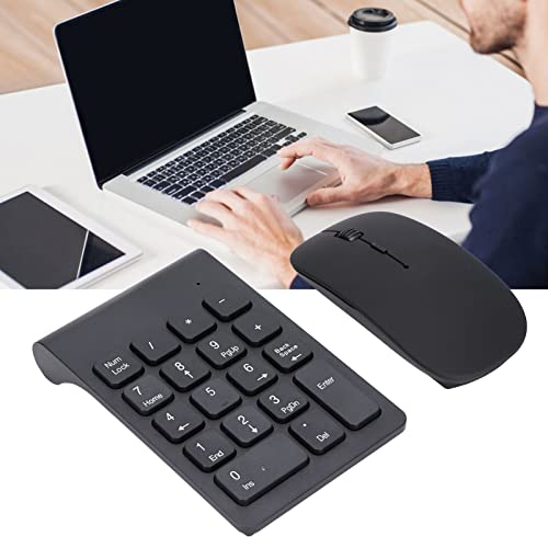 SUNGOOYUE Number Pad, Plug and Play 2.4GHz Wireless Technology 1200 DPI Sensitive Number Pad Mouse Combo for Home Office (Black)