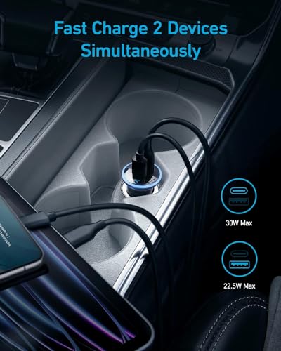 Anker USB A to USB C Cable [2 Pack 3ft] & Anker 323 USB-C Car Charger Adapter
