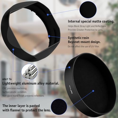 Haoge Square Metal Lens Hood for Panasonic LUMIX S 20-60mm F3.5-5.6 Lens with Metal Cap Kit S-R2060 Bayonet Shades Accessories