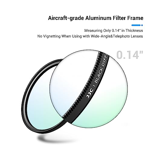 JJC 62mm Black Diffusion 1/2 Filter, Mist Cinematic Filter for Camera Lens