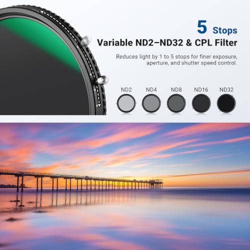 NEEWER 2 in 1 77mm Variable ND Filter ND2-D32&CPL Circular Polarizer Filter