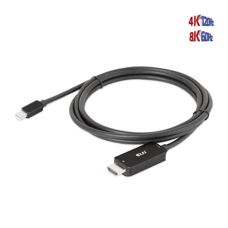 Club 3D CAC-1187 MiniDisplayPort™ 1.4 to HDMI™ 4K120Hz or 8K60Hz HDR10+ Cable 1.8 m M/M