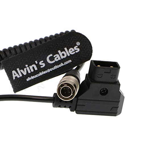 Alvin's Cables Sound Devices ZAXCOM Coiled Power Cable D Tap to 4 Pin Hirose Male coiled cable