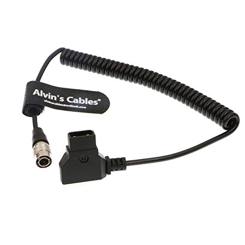 Alvin's Cables Sound Devices ZAXCOM Coiled Power Cable D Tap to 4 Pin Hirose Male coiled cable